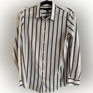 Banana Republic Men's Black and White Striped Shirt